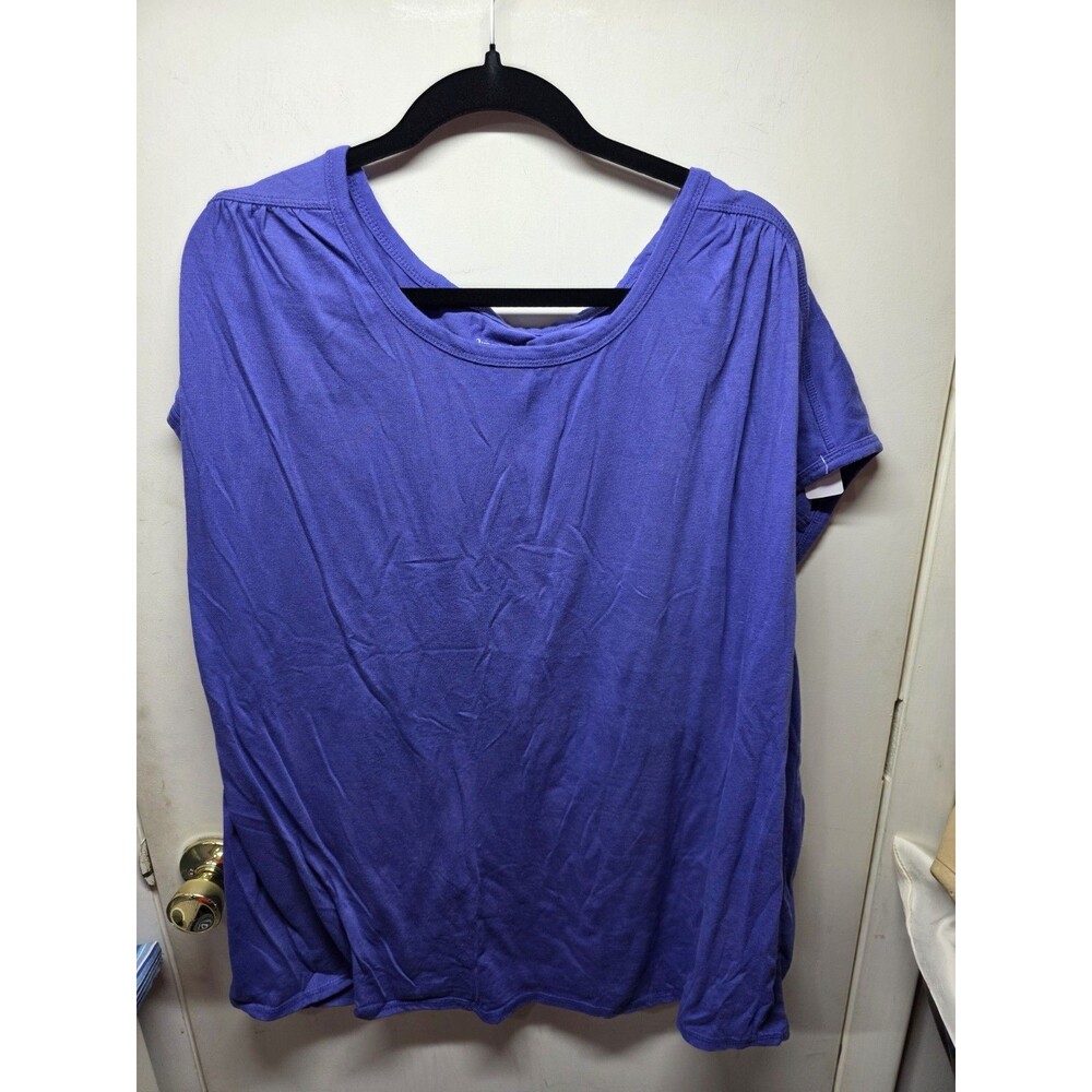 Woman Within Blue Purple Cap Sleeve T-Shirt Plus Size 2X 26/28